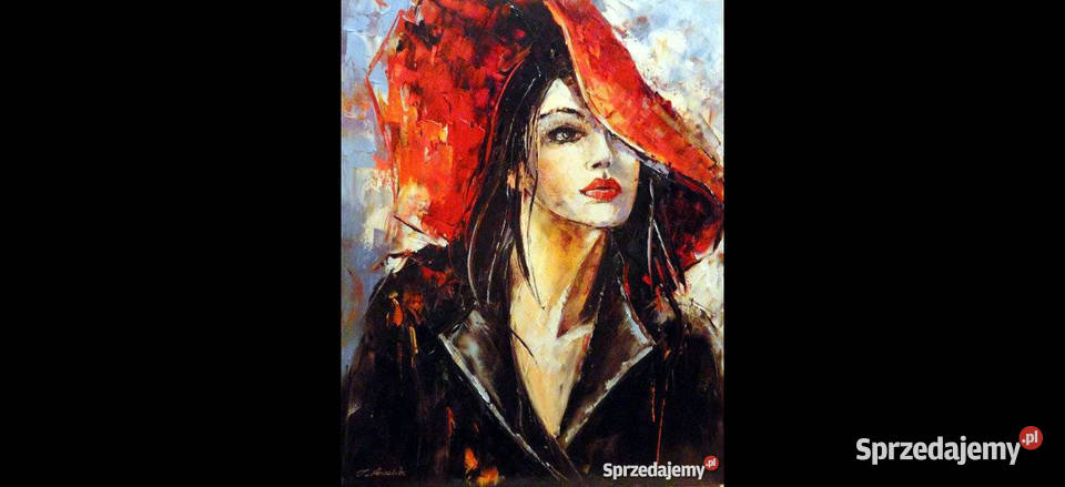 Dziewczyna w kapeluszu obraz olejny 40x50 Warszawa