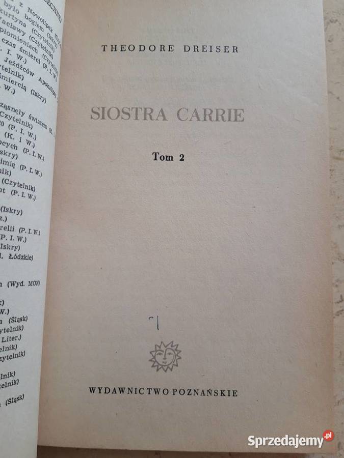 Siostra Carrie Theodore Dreiser tom 2 1961 Antykwariat Bielsko-Biała