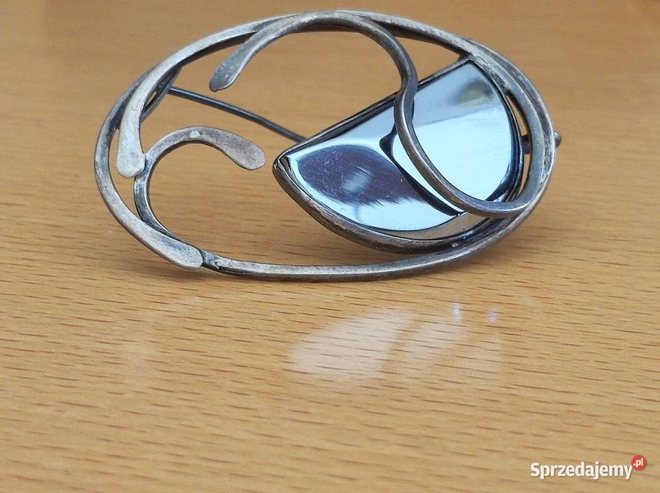 Broszka brosza artystyczna biżuteria kamień