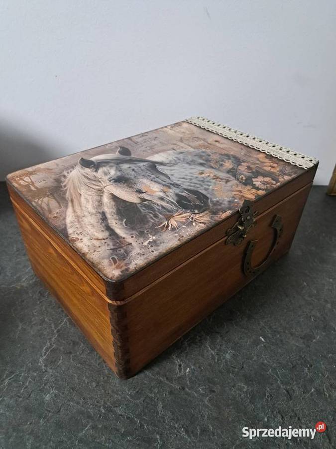 Szkatułka z koniem kuferek duży drewniany Kędzierzyn-Koźle