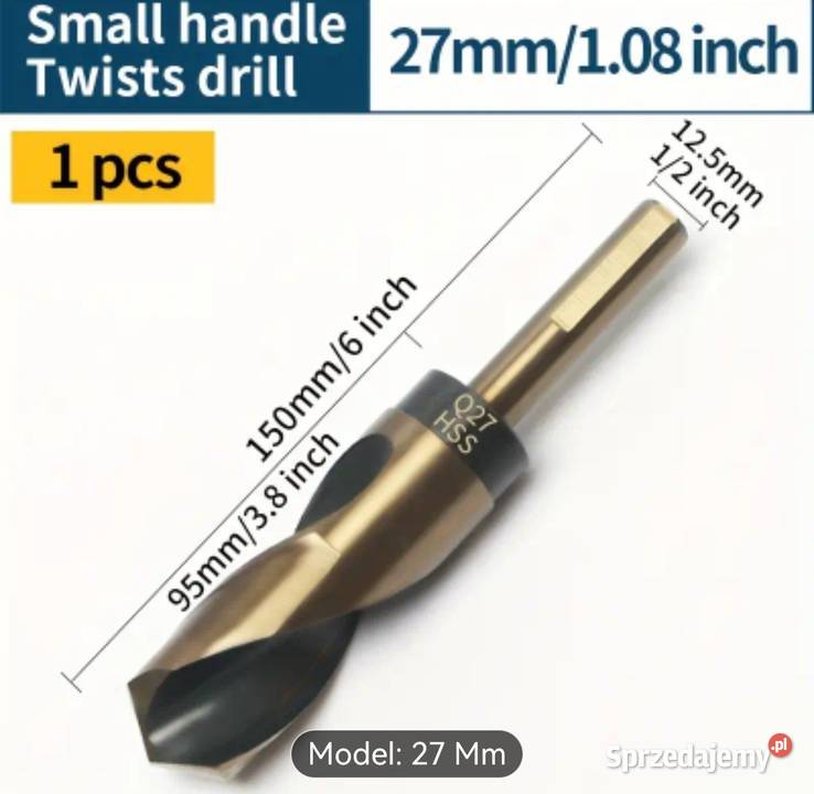 Wietlo spiralne do metalu 27 mm Hs nowe Pudełko Wiertła Inczew sprzedam