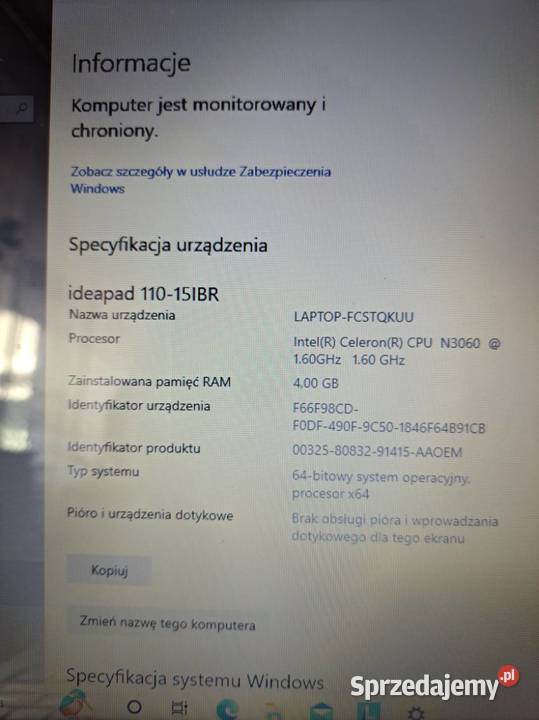 laptop lenovo Ideapad 11015IBR Poznań sprzedam