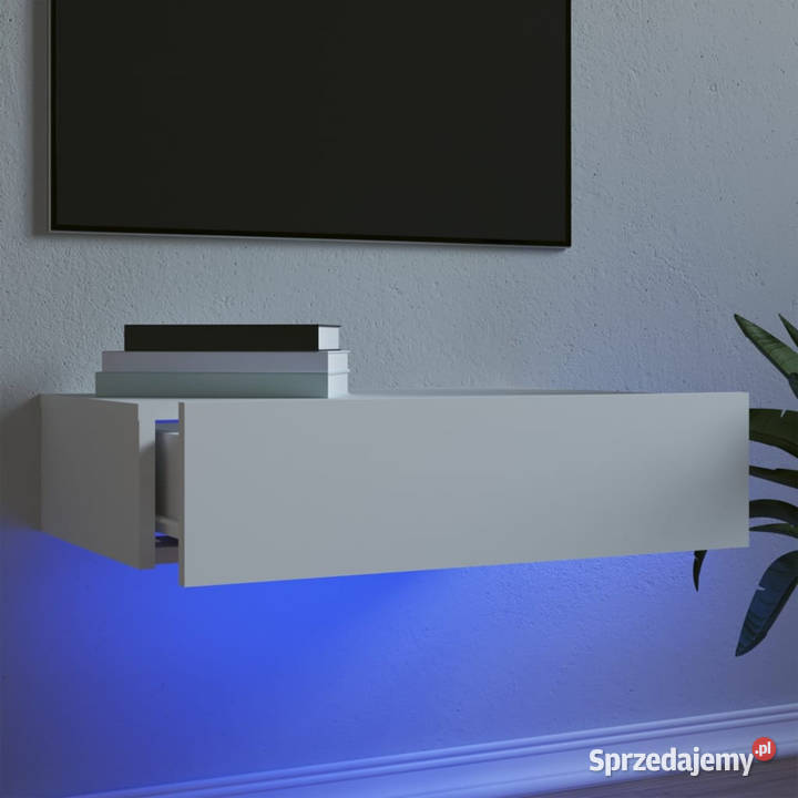 Szafka telewizyjna z LED biała 60x35x155 Warszawa