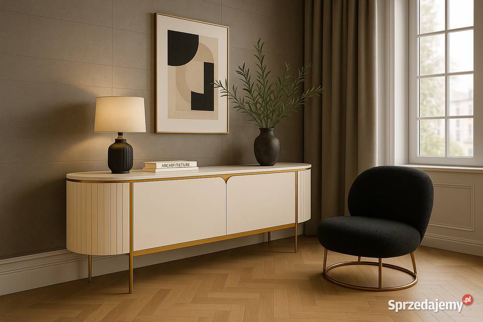 Komoda RTV złota kremowa Bueno Glamour Premium