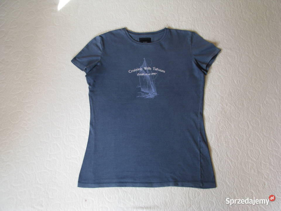 Granatowa koszulka Tatuum z żaglówką Tshirt M Rozmiar 40(L) Brzegi