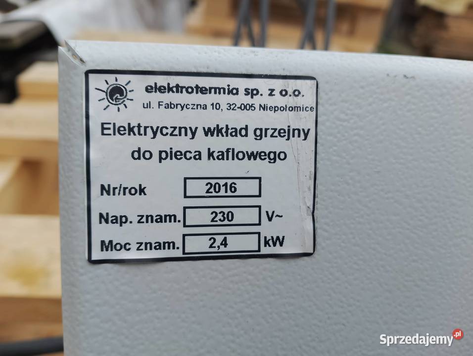 Elekrtyczny Wkład Grzejny do pieca kaflowego Wielgłowy