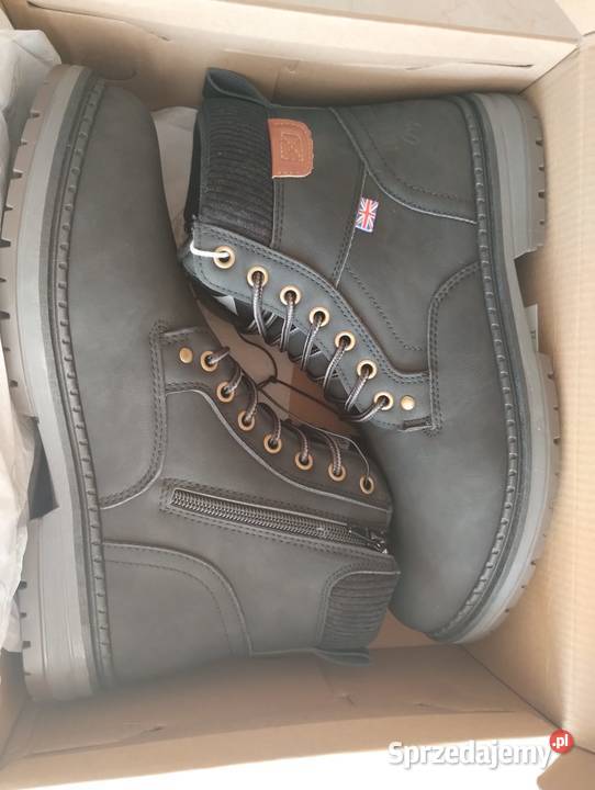 NOWE Buty męskie ocieplane sznurowane z zamkiem