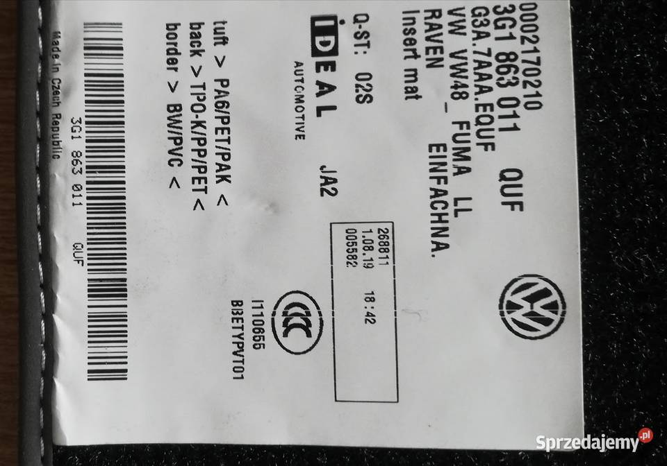 SPRZEDAM DYWANIKI WYCIERACZKI VW B 8 Płock