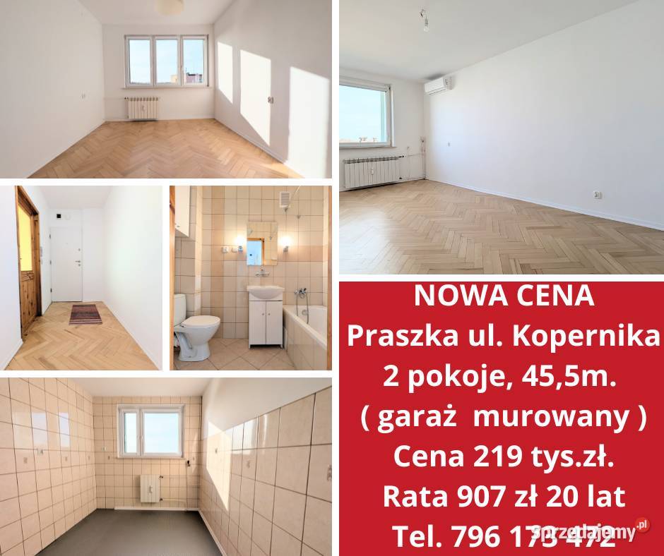 NOWA Mieszkanie 2 pokoje 45m garaż murowany Praszka