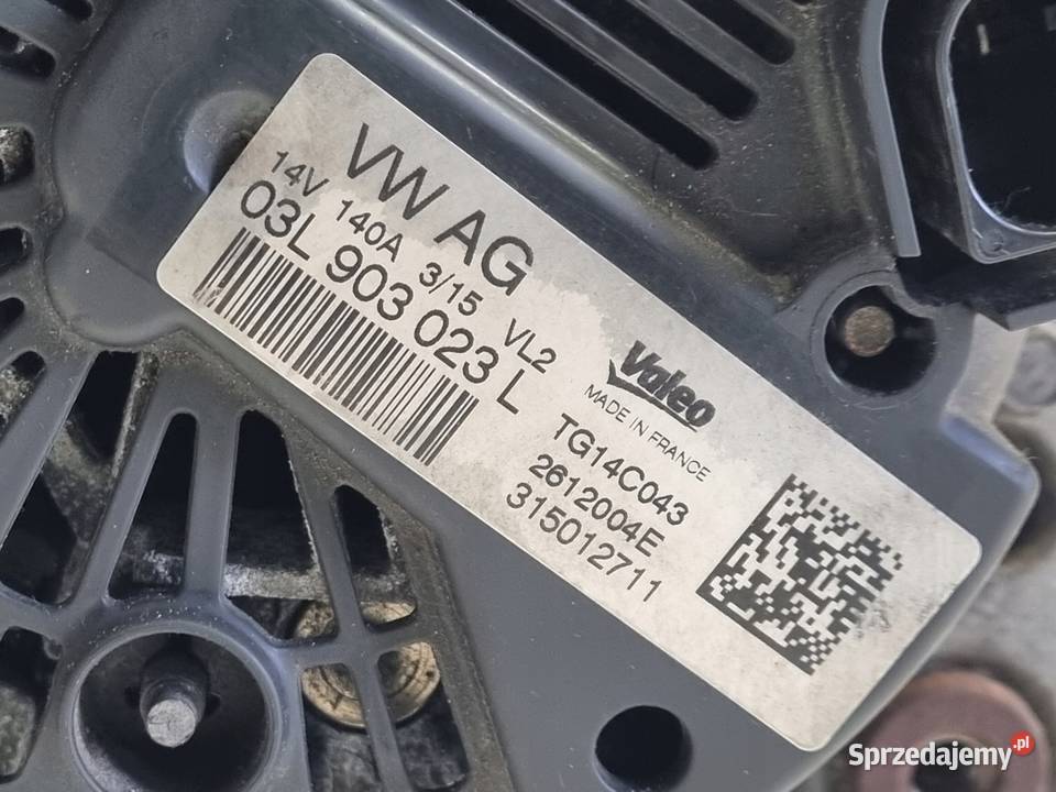 ALTERNATOR VW Golf VII 16 TDI valeo 03L903023L Chełm