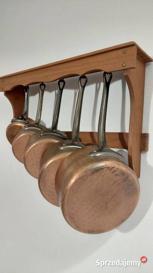 Zestaw Francuskich kutych rondli miedzianych Krzykawa sprzedam