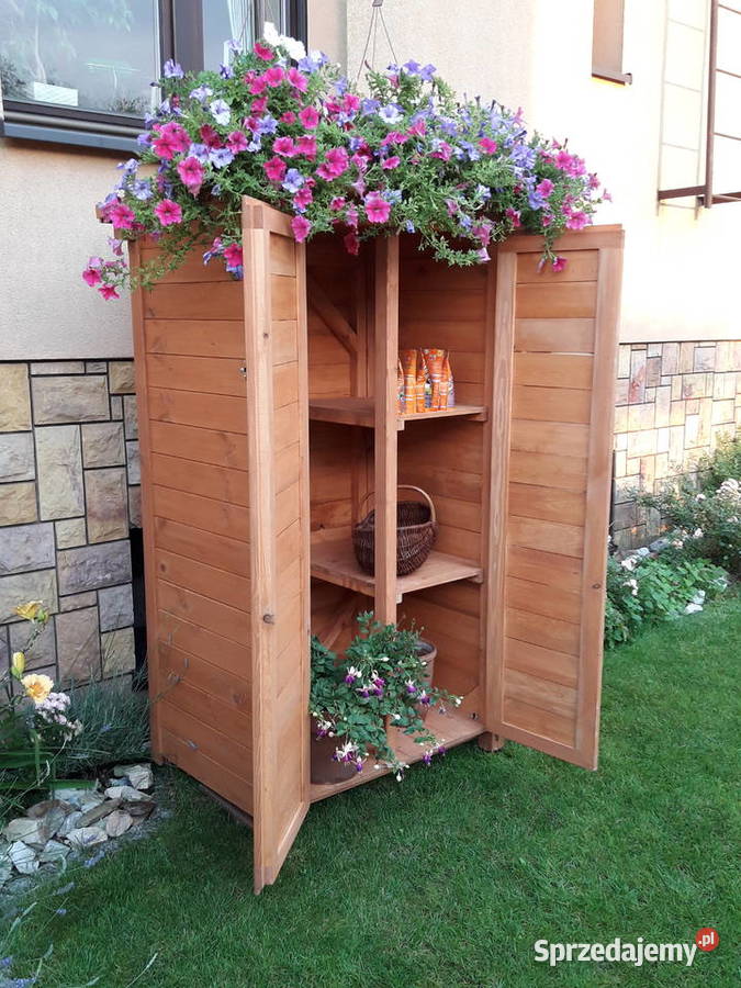 Szafa ogrodowa drewniana boazeria drzwi Kalety