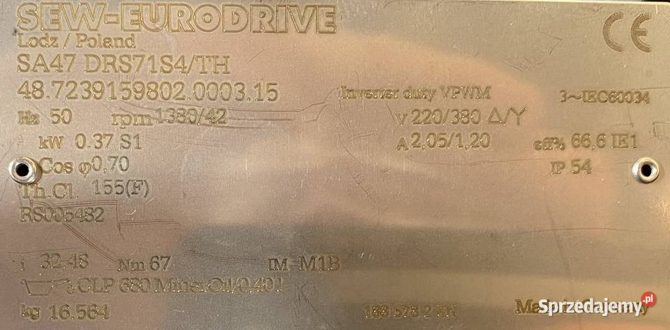 motoreduktor przekładnia 037kW 42obr 3fazowy SEW Pigża