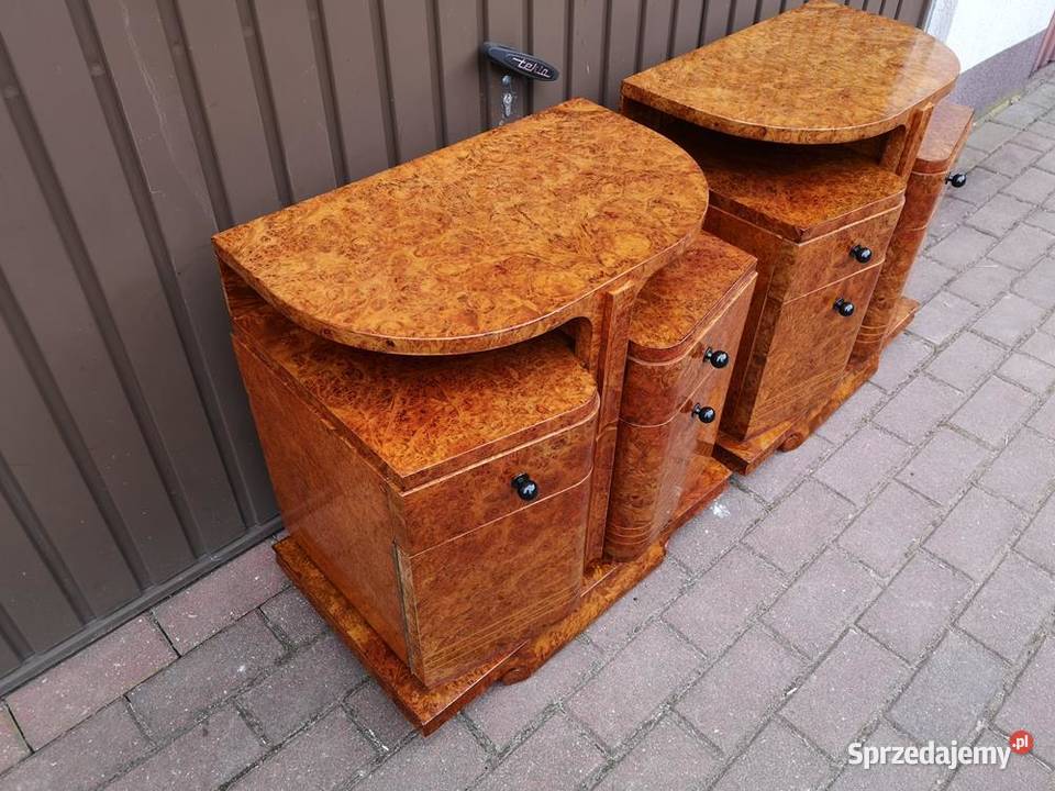 Stoliki Szafki Nocne Art Deco Politura Orzech Antyki, Sztuka, Kolekcje Swarzędz