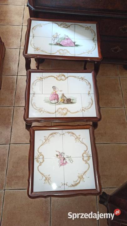 Stolik kafle na blacie Scena dworska Styl Gdańsk