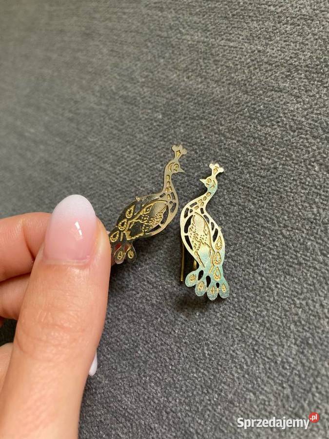 Unikatowe kolczyki vintage pawie Jeżowe sprzedam