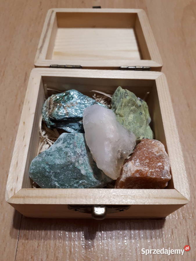 Finanse i biznes pudełko kamieni minerały w śląskie sprzedam