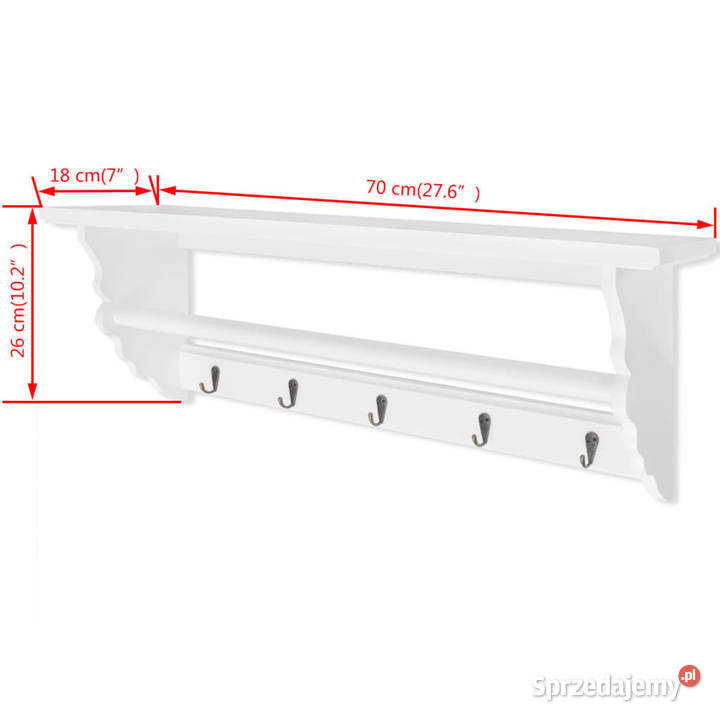 Wieszak w stylu barokowym biały MDF WM242644 mazowieckie Warszawa