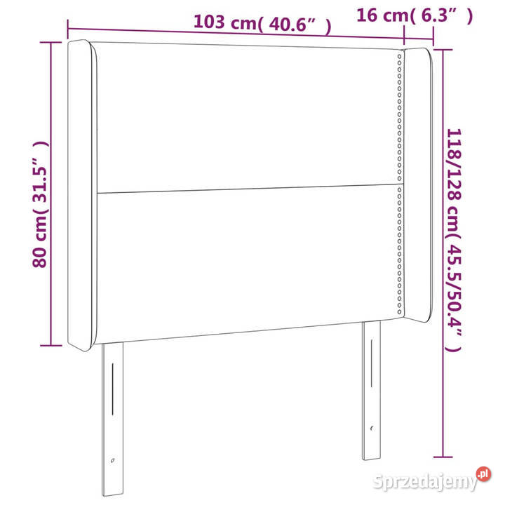 Zagłówek do łóżka z LED szary 103x16x118128 Ramy i stelaże mazowieckie Warszawa