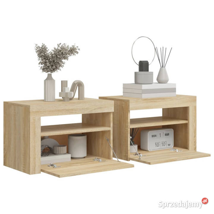 Szafki nocne z LED 2 dąb sonoma 60x35x40 Warszawa