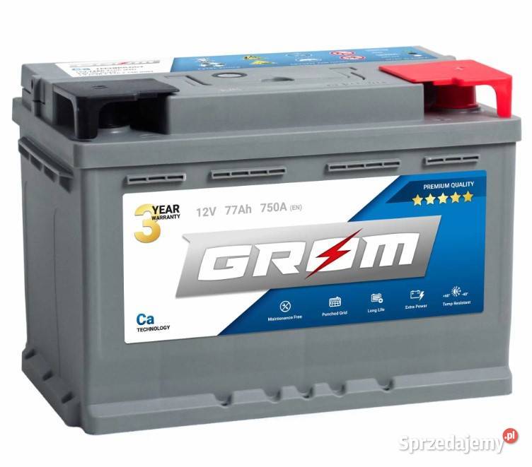 Akumulator GROM Premium 77Ah 750A EN DTR Prawy Wałbrzych