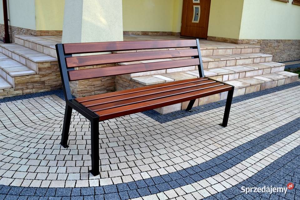 Ławka ogrodowa z oparciem miejska stalowa ROMA Inowrocław