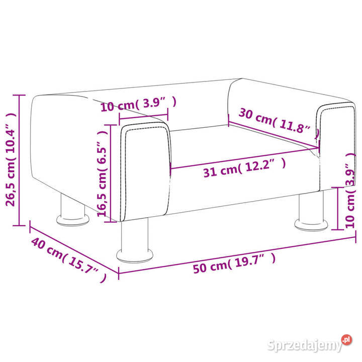 Sofa dzieci różowa 50x40x265 aksamitna WM3196339