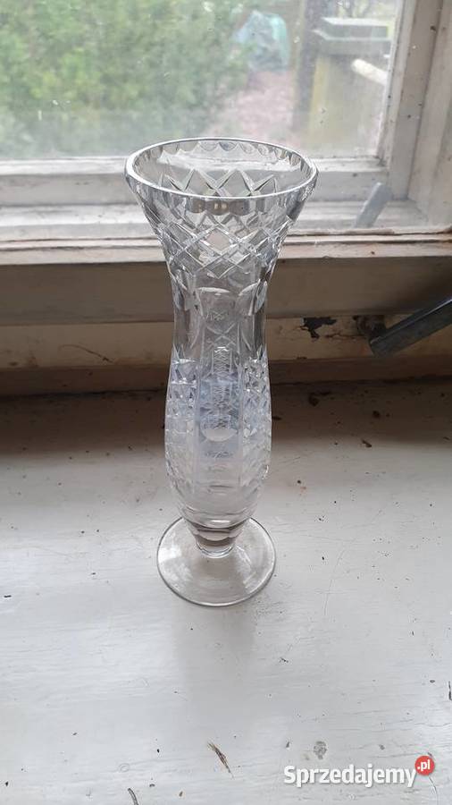 Wazon kryształowy na cięte kwiaty huta Julia PRL Warszawa