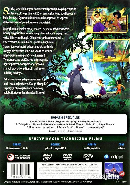 KSIĘGA DŻUNGLI 1 2 CYFROWO ODNOWIONA EDYCJA 2 Filmy sprzedam