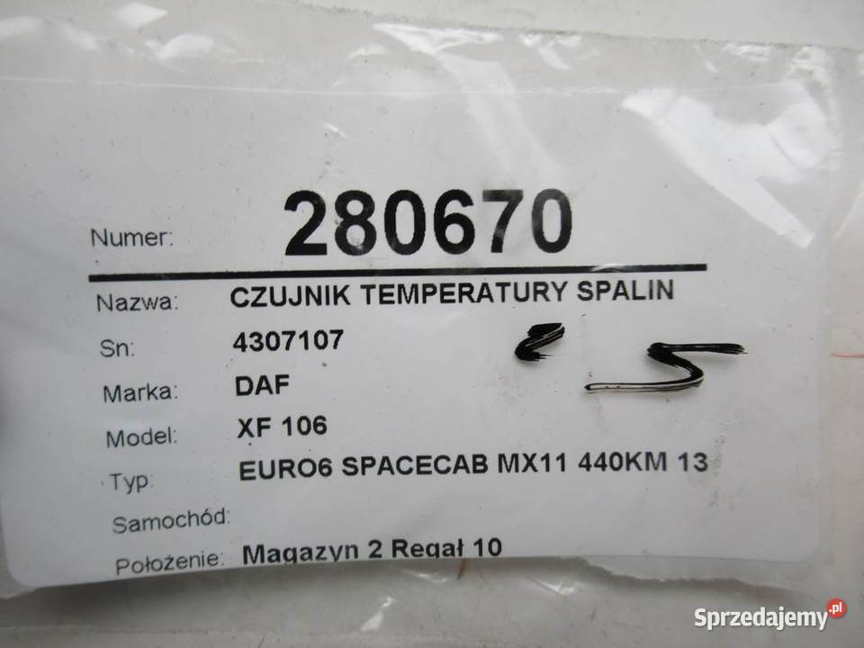 CZUJNIK TEMPERATURY SPALIN DAF N 4307107