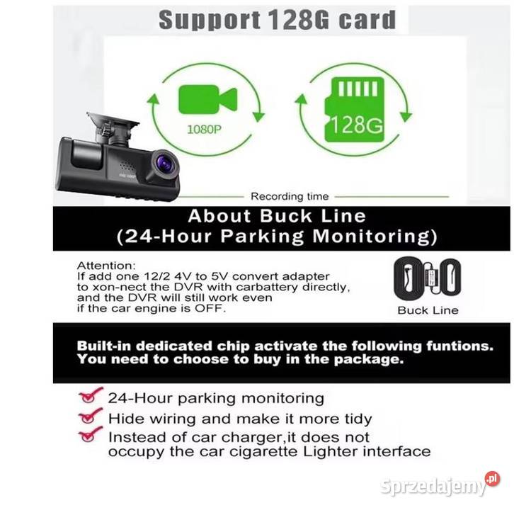 Kamera samochodowa Dashcam z 3 obiektywami Słupsk