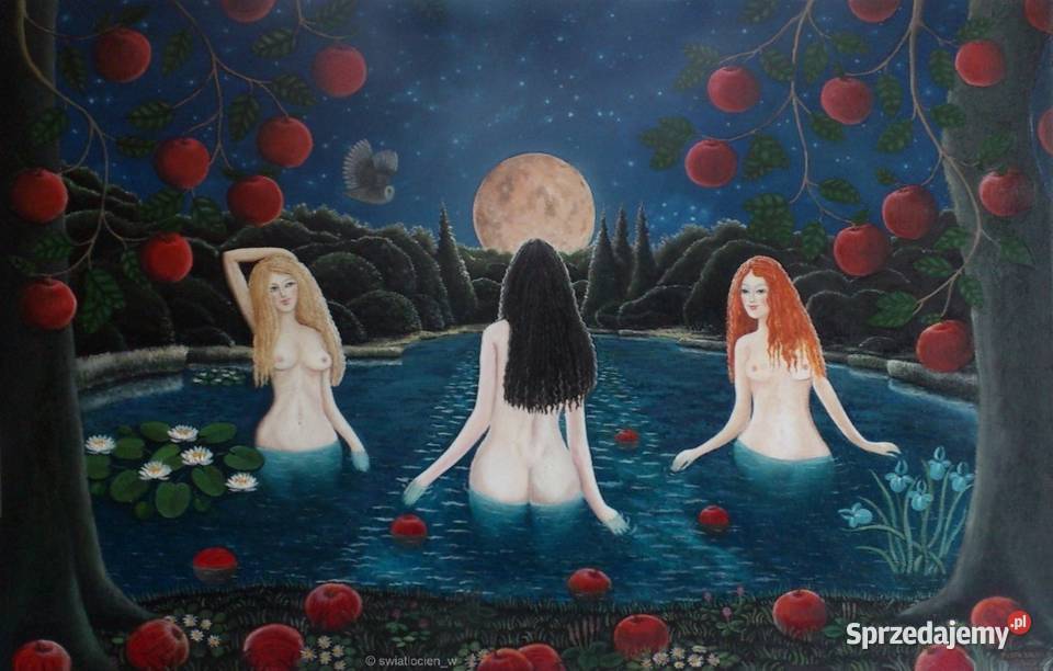 Pełnia malowany ręcznie olej na płycie mazowieckie Warszawa