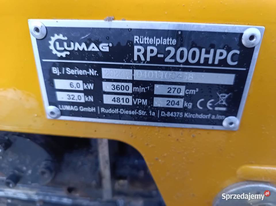 Zagęszczarka Lumag RP200HPC Poznań