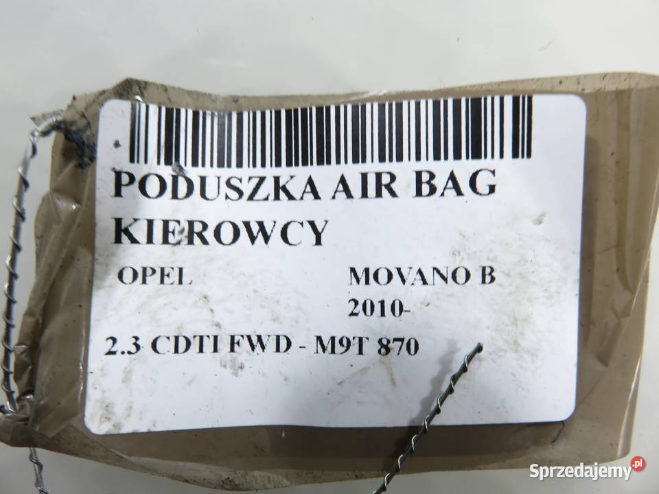 PODUSZKA KIEROWCY OPEL MOVANO B 2010 34116559D