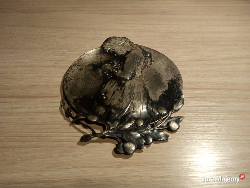 Secesja unikatowa piękna plakieta Wiśnie WMF Kraków