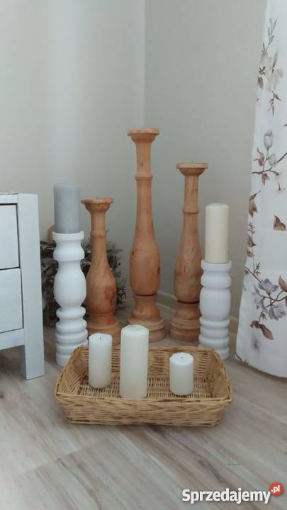 Świeczniki drewniane toczone rękodzieło toczenie