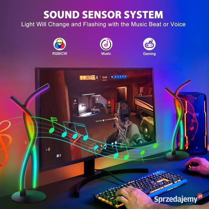 LAMPA LAMPKA LED RGB STOŁOWA ZMIENIAJĄCA KOLORY Oświetlenie inteligentne Oświetlenie inteligentne Zawiercie