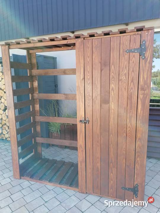 Szopa na opał Drewutnia z domkiem na narzędzia Architektura ogrodowa Warszawa