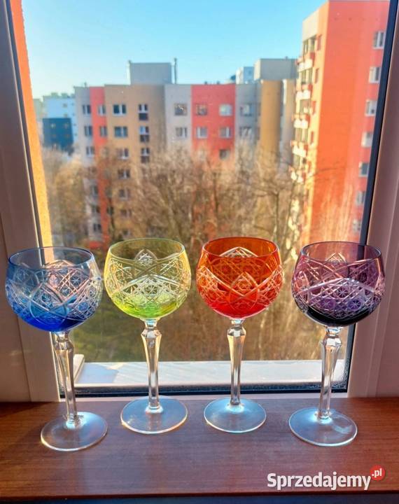 Piękne kieliszki kryształowe PRL Wrocław