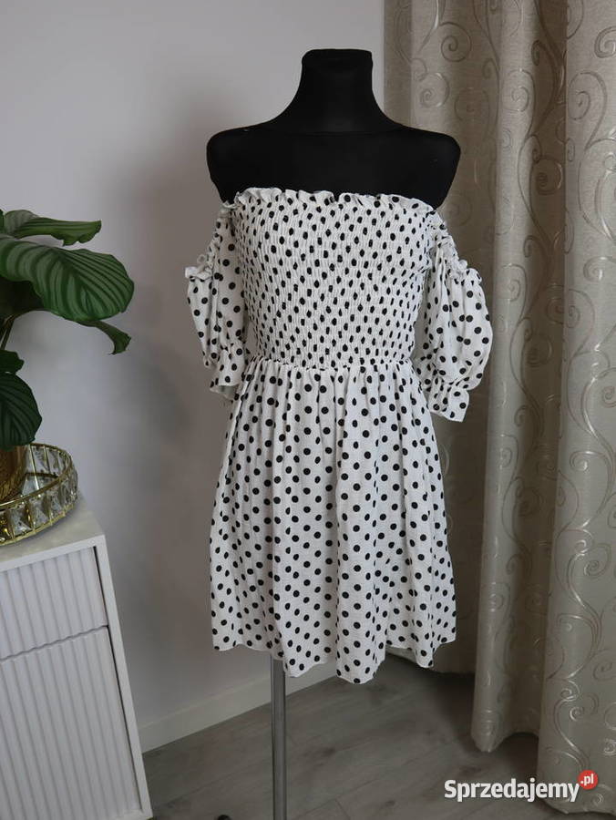 Biała sukienka hiszpanka w kropki Zgierz