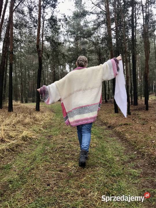 Olbrzymi kardigan oversize zrobiony na drutach mazowieckie Warszawa