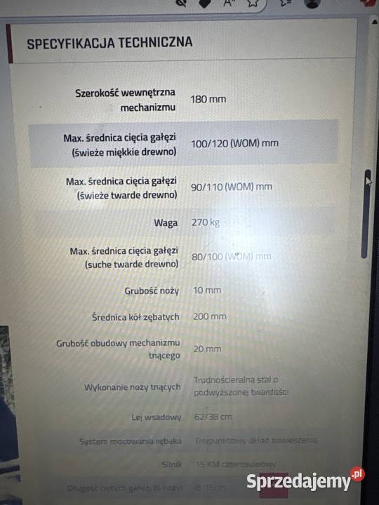 Rębak spalinowy Rs 120 Wom Rzeszów