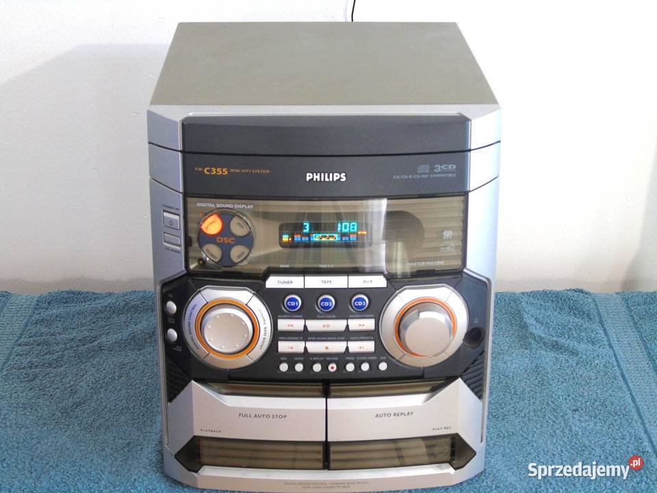 Wieża Philips FWC355 CD AUX RDS magnetofon Jasło