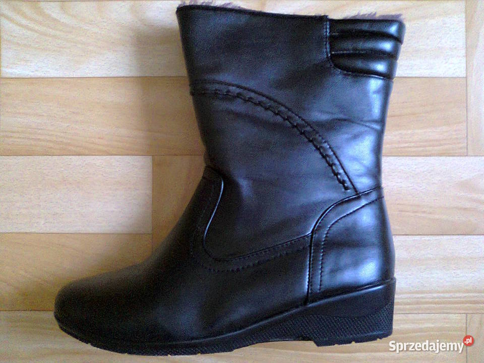 Botki buty skórzane zimowe damskie na zamek