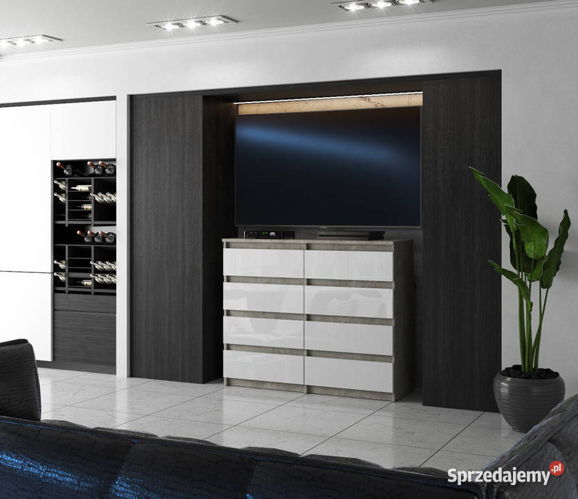 Komoda 8 Szuflad Beton Biały Hugo Młodzieżowa Elbląg