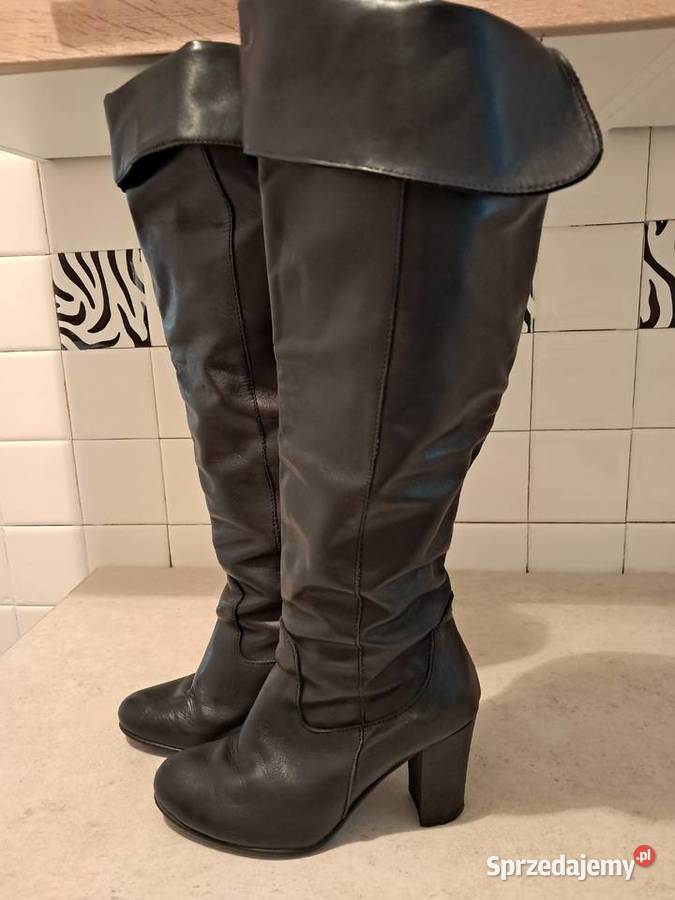 Buty damskie włoskie skórzane kozaki czarne Vera Kraków