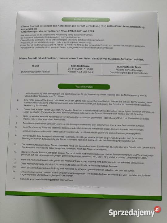 Maseczka FFP2 EN1492001A12009 czarna karton 20 Rypin sprzedam