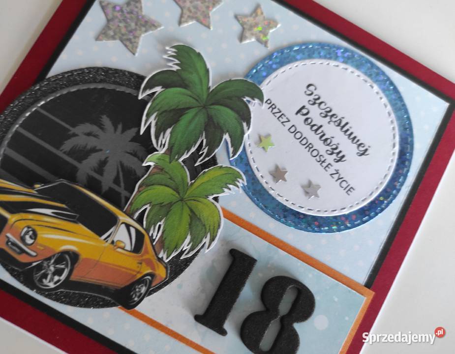 Kartka ręcznie robiona na 18te urodziny Łódź