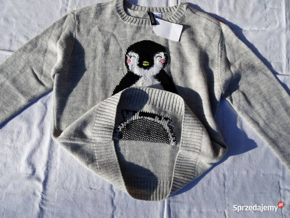 Sweter HM z pingwinem Nowy 34 36 Wkładane przez głowę  Nowy Sącz sprzedam