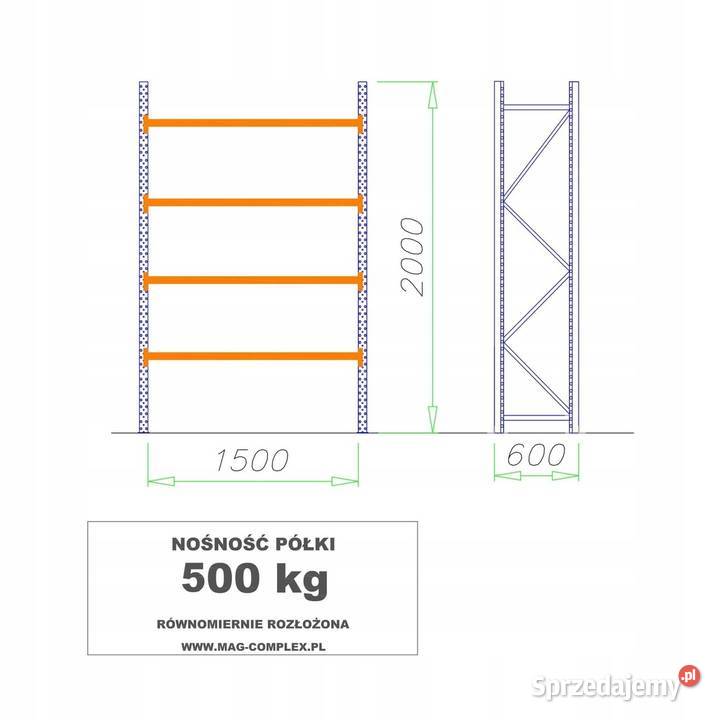 REGAŁ METALOWY MAGAZYNOWY WYTRZYMAŁY MOCNY MRC5 Rumia